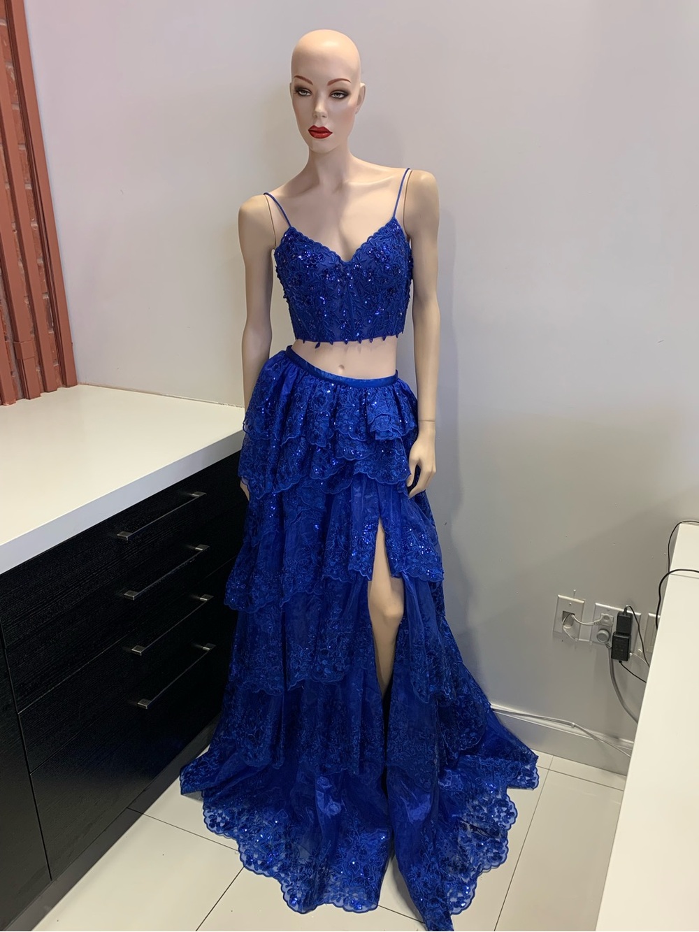 CATWALK COUTURE Royal Blue Two-Piece Beaded Lace Dress #40304